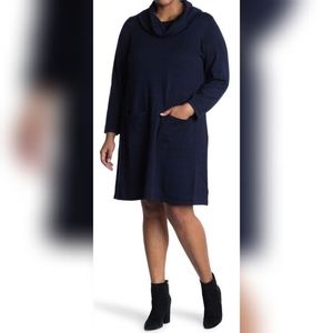 Nina Leonard Cowl Neck Dress w/ Front Pockets